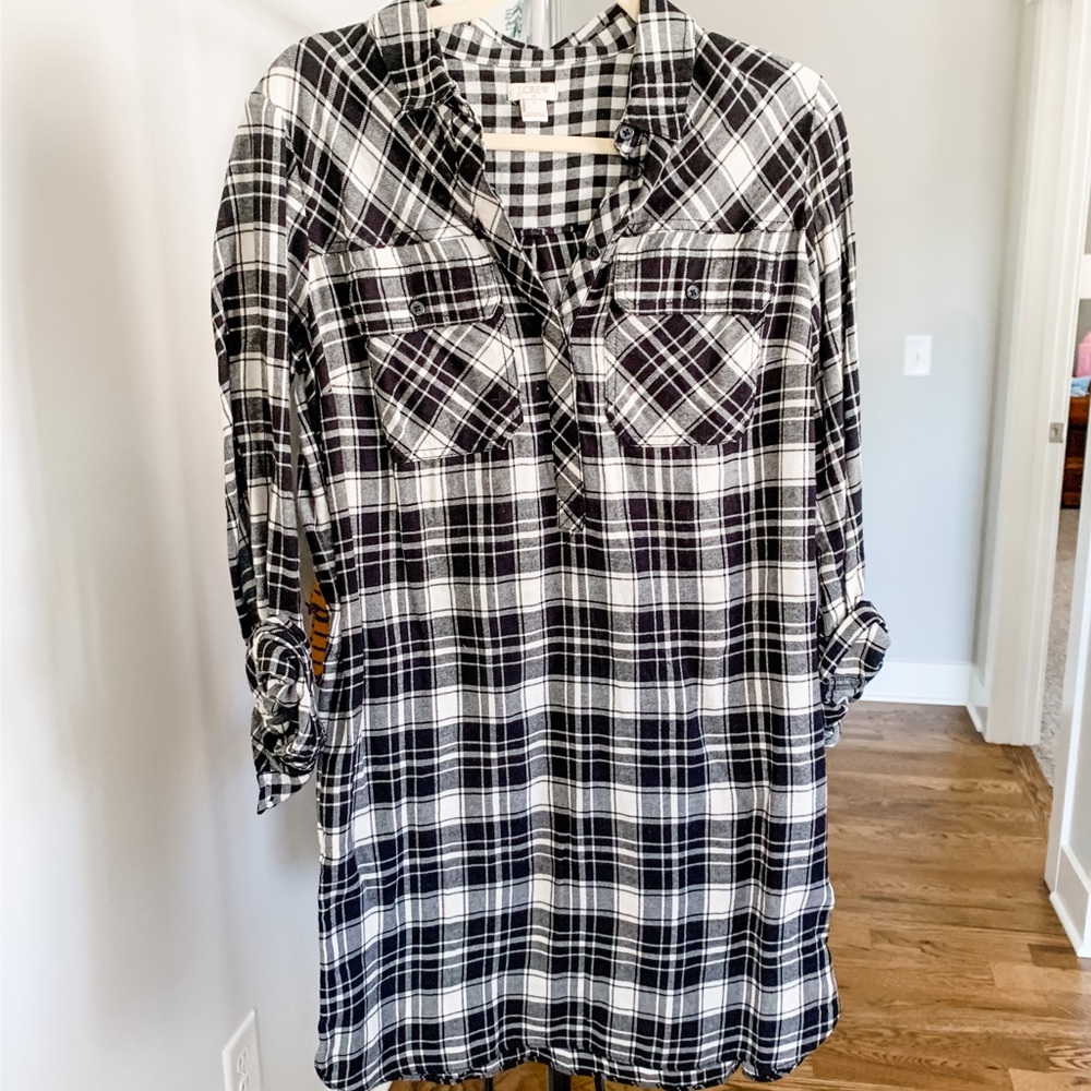 J. Crew outlet plaid flannel shirt dress